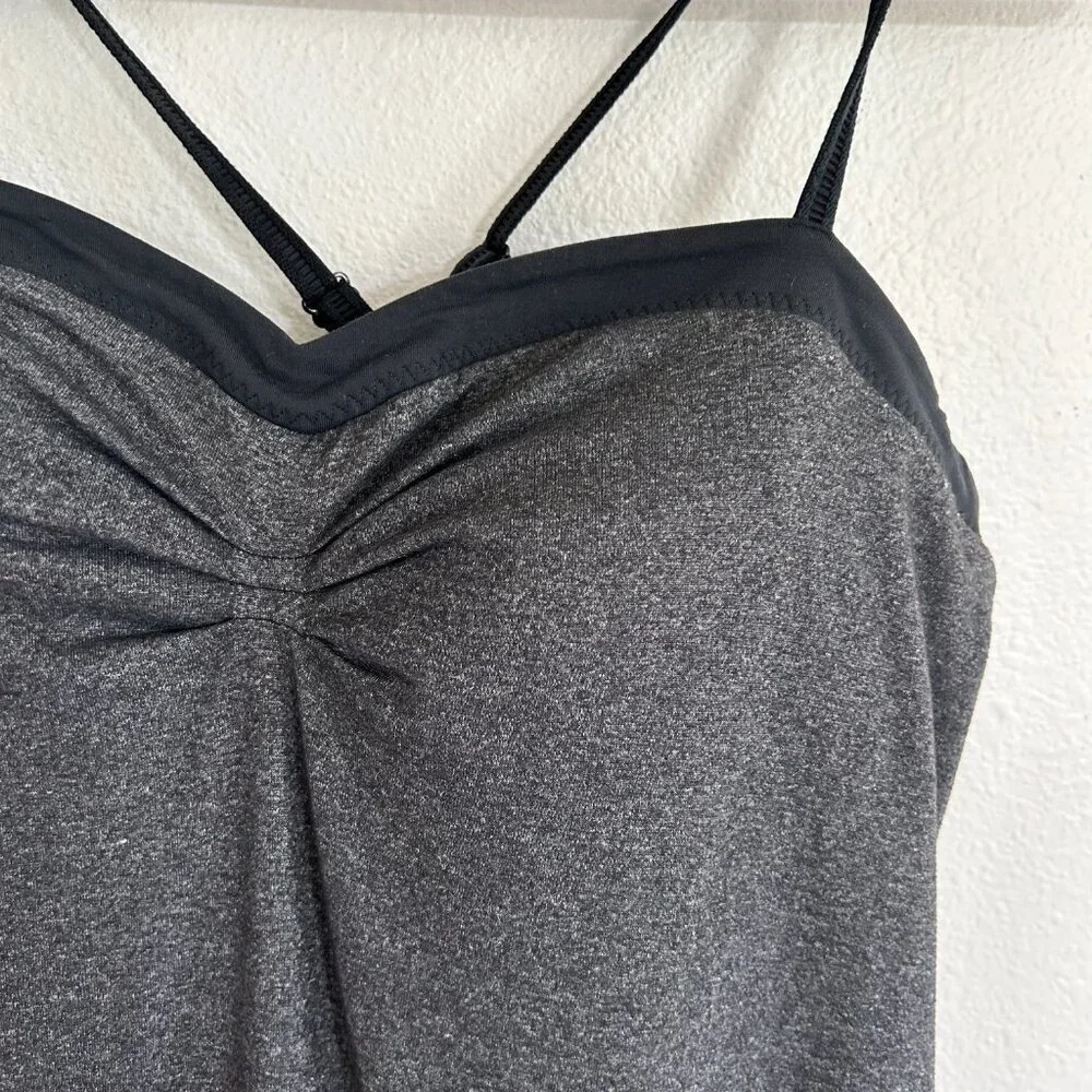 Lululemon Tank Top 10 Gray Pure Focus Sweetheart Spaghetti Strap Active